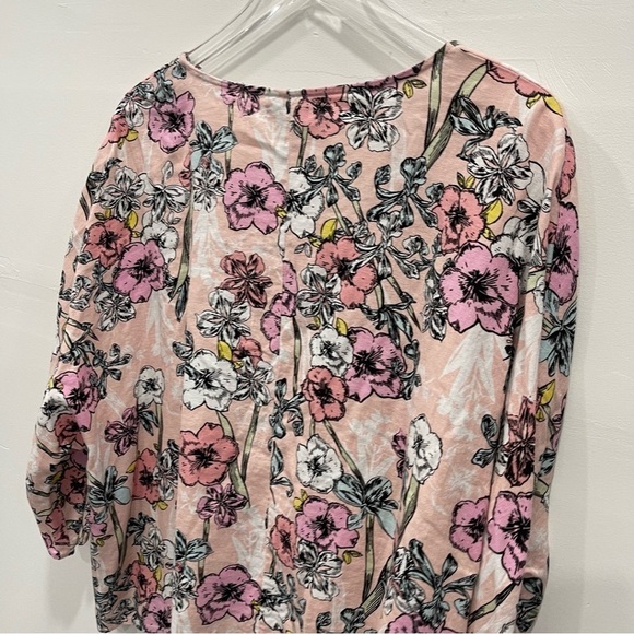 For Cynthia Linen Blend Floral Blouse Top Large - Picture 3 of 7